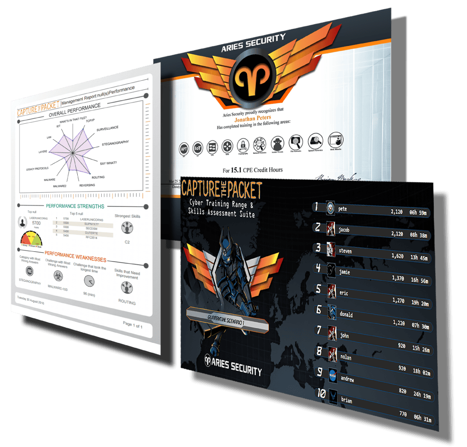 Sample screens from Capture The Packet